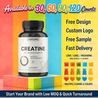 Gummies de créatine pour l'amélioration de la puissance, entraînement intensif, croissance musculaire, soutien de l'endurance, végétaliennes pour adultes, pectine, faible teneur en sucre