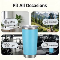 Gobelet isotherme en acier inoxydable 304 sans BPA de 20 oz, revêtement en poudre, logo et couleur personnalisés, double paroi isolée, pour les voyages, le bureau, la salle de sport