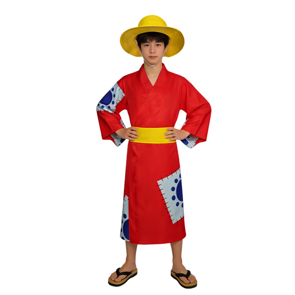 Le kimono de Luffy (vêtements, ceinture et chapeau de paille)