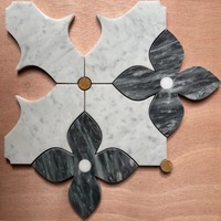 Mosaïque hexagonale moderne en marbre pour mur et sol, technique naturelle, design pétale, découpe au jet d'eau, qualité supérieure pour hôtels et salles de bain