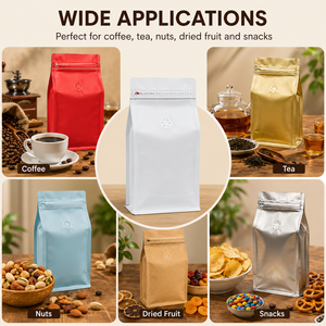 Sachet à fond plat pour grains de café sans valve, fermeture éclair, emballage en aluminium avec logo personnalisé, 250g 500g <span class=keywords><strong>1kg</strong></span>, vente en gros, fourniture OEM - Product Image 6
