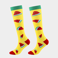 Chaussettes de compression personnalisées à imprimé fruits pour hommes et femmes, hauteur genou, élastiques, à pression, pour la récupération sportive, vente en gros