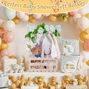 Armario <span class=keywords><strong>de</strong></span> caja <span class=keywords><strong>de</strong></span> madera para Baby Shower-Cesta <span class=keywords><strong>de</strong></span> bebé neutral al género Regalos <span class=keywords><strong>de</strong></span> bienvenida Bebé <span class=keywords><strong>Embarazo</strong></span> Regalos para nuevos padres - Product Image 4
