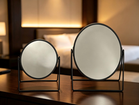 Miroir de maquillage en métal avec plateau de rangement, 360 °   Miroir rotatif, miroir cosmétique de bureau pour la décoration de la table de maquillage