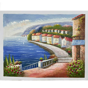 لوحات زيتية يدوية الصنع عالية الجودة على قماش الحديقة إنجلترا مشهد قرية ساحلية ألوان مائية مطبوعة تدعم قاعدة ورقية - Product Image 4