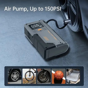 Pompa di gonfiaggio per pneumatici per auto portatile 4-in-1 per avviamento di <span class=keywords><strong>emergenza</strong></span> per auto ripetitore batteria 12V Display digitale Mobile Power Bank 1 anno - Product Image 6