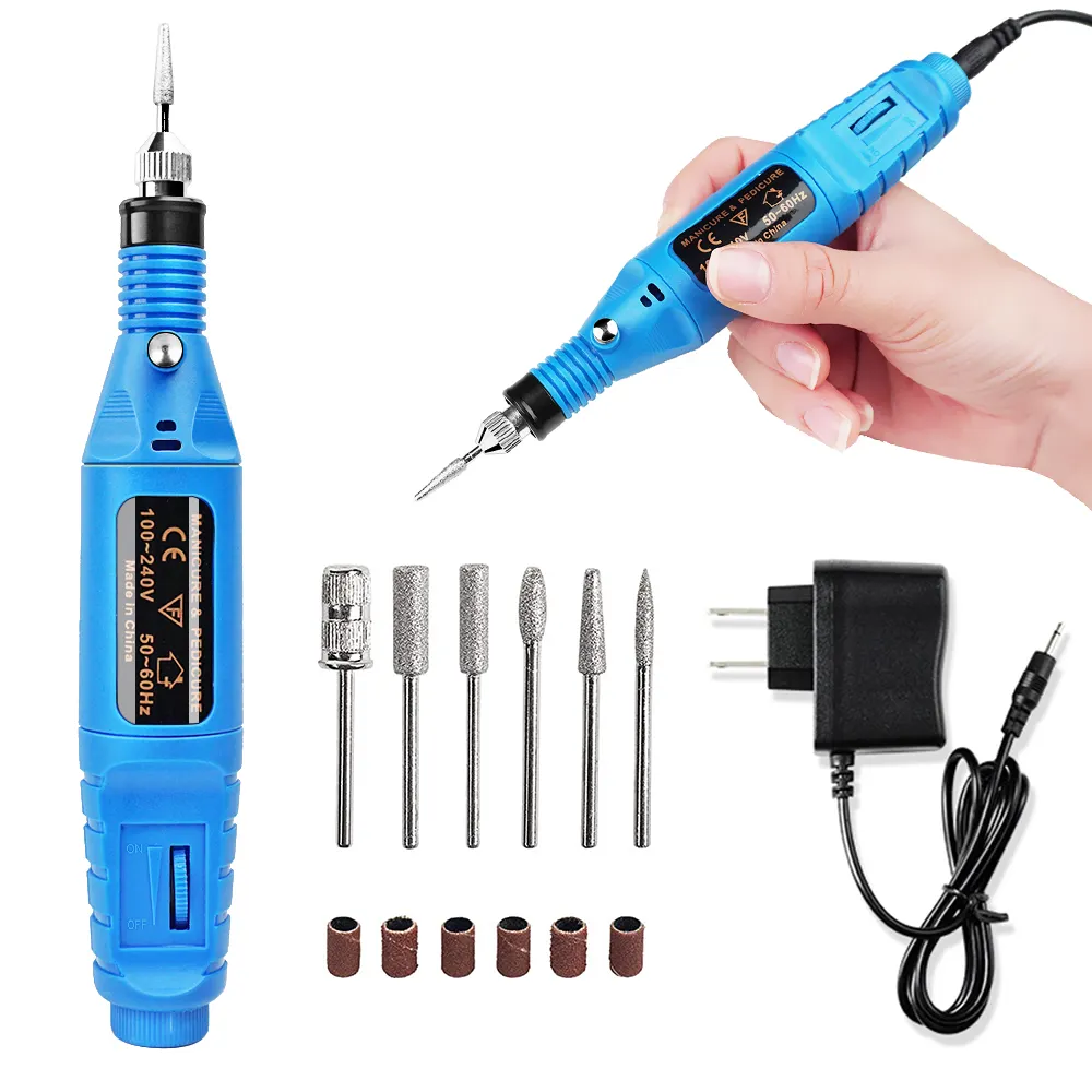 Personal Manicure and Pedicure Kit Electric 6-in-1 Nail Drill File Polisher