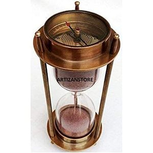 ALFA NAUTICAL Nautical Brass Hourglass <b>Sand</b> <b>Timer</b> Compass Table Decorative Coastal Design Handmade Precise Timing Uttarakhand - Product Image 4