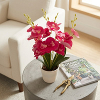 Orchidée Phalaenopsis Artificielle Réaliste en Pot, Fleurs d'Intérieur en Soie de 42 cm, Décoration Maison et Bureau, Centre de Table Mariage, Cadeau