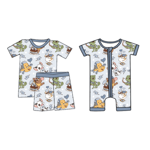 ชุดจั๊มสูทสำหรับเด็กทารกเสื้อผ้าเด็กทำจากไม้ไผ่กล่องตาบอดสำหรับฤดูร้อนขายส่งชุดนอนเด็ก - Product Image 1