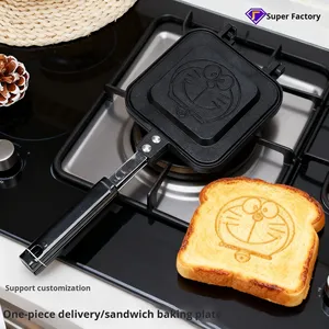 <span class=keywords><strong>Sandwichera</strong></span> de Dibujos Animados de Doraemon, Sartén Antiadherente Negra de 36 cm con Plato de 14 cm, 515 g de Peso, para Cocina Casera - Product Image 1