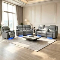 Ensemble de canapés inclinables électriques, canapé inclinable 1+2+3 places pour home cinéma avec console centrale, haut-parleurs Bluetooth et éclairage LED