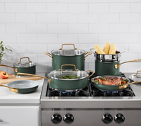 Ensemble de 11 ustensiles de cuisine en acier inoxydable, ensemble de casseroles et poêles avec couvercle en verre pour la cuisine, passe au lave-vaisselle