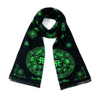 Écharpe jacquard tendance et chaude pour l'hiver, avec un motif d'arrangement magique noir et vert, exclusivement personnalisée.