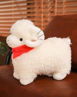 Peluche Agneau Personnalisée avec Écharpe, Jouet Doux en Forme de Mouton, Adorable Coussin Agneau Moelleux avec Écharpe pour Enfants, Cadeau et Décoration d'Intérieur