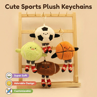 Pendentif en peluche 8CM : Jouets amusants en forme de ballon (volley-ball, basketball, tennis) – Porte-clés créatif pour sac