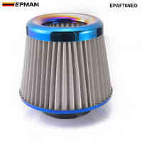 Filtro de Aire para Motor de Acero Inoxidable EPMAN, 3 Pulgadas, Redondo, Cónico, Universal, Kit de Admisión de Aire Frío, Filtro de Cono, Color Azul Quemado, EPAF76NEO