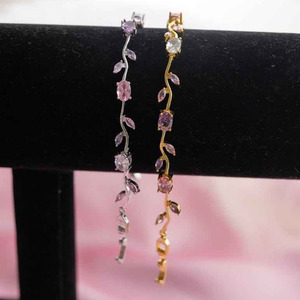 Braccialetto con Fiori Colorati Placcato Oro, Regalo <span class=keywords><strong>per</strong></span> <span class=keywords><strong>San</strong></span> <span class=keywords><strong>Valentino</strong></span>, Gioiello a Forma di Ramo <span class=keywords><strong>per</strong></span> Anniversario - Product Image 5