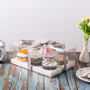 Folded Eco-friendly Clear Cupcake Boxes For 4/6/12 Mini Cupcakes Pvc Cupcake Boxes With Insert Clear Muffin Boxes