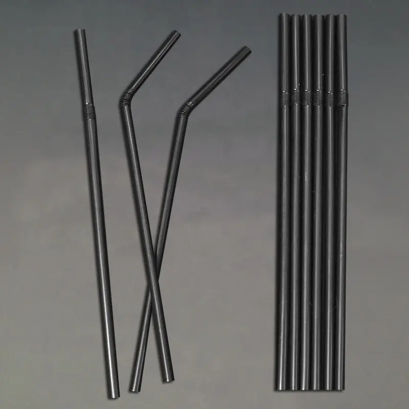 H91701 PP 5*210mm black flexible straw