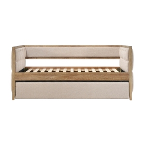 Sofá Cama Convertible de Tres Plazas, Moderno, con Cama Nido Extraíble, Tapizado en Bouclé Beige, Estilo Transicional para Dormitorio - Product Image 4