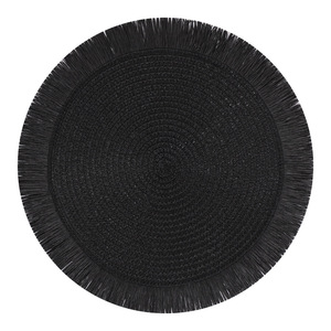 Meilleures ventes : Set de table rond en papier tressé de 38 cm avec pompon en papier, pour la maison et les restaurants, tapis isolant - Product Image 4