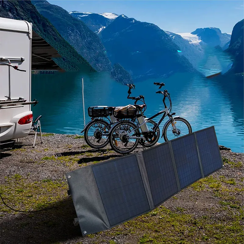 Carregador solar portátil dobrável para laptop com placa de carregador solar 120w-4