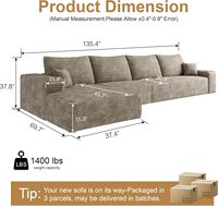 Canapé d'angle en L personnalisable, canapé moderne en tissu simple, canapé combiné avec chaise longue pour salon