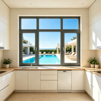 Fenêtre panoramique en aluminium à rupture de pont thermique de haute qualité, double vitrage anti-condensation pour villa résidentielle neuve