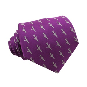 Corbata de Moda para Hombre, Diseño de Avión, 100% Poliéster, Tejido Personalizado, Color Morado, Corbata de Aviador al por Mayor - Product Image 2