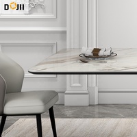Table à Manger Extensible 10 Places Design Mid-Century Moderne avec Plateau Céramique Effet Marbre, Style Dubaï – Ensemble Salle à Manger 4 Places