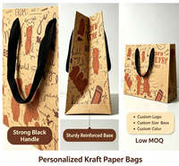 Sac en papier kraft multi-tailles en stock avec impression intégrale motif ours de dessin animé, sac de transport pour la vente au détail, les cadeaux de fête et l'emballage cadeau