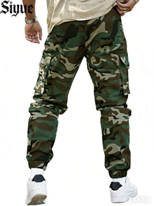 <span class=keywords><strong>Pantalones</strong></span> Cargo de Camuflaje para Hombre con Logotipo Personalizado, Joggers de Calle de Alta Calidad, Ajustados, con Múltiples Bolsillos y Cordón Ajustable - Product Image 2
