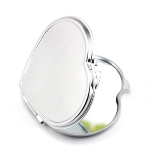 Silver Electroplated Shaped <b>Compact</b> Metal Folding Double-Sided 2x Magnification Pocket Makeup <b>Mirror</b> Daily Use Customizable - Product Image 1
