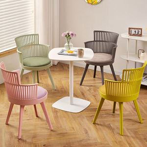 Asiento redondo moderno, silla de comedor de plástico suave, respaldo alto barato, nueva silla de plástico, sillones de sala de estar modernos acolchados - Product Image 6