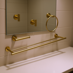 Juego de toalleros de pared de acero inoxidable con acabado espejo, barra fija de 50-60 cm, accesorios para baño y hogar - Product Image 2