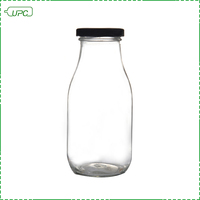 Bouteille en verre durable de 250 ml pour boissons, lait et jus, avec bouchon à anneau de fermeture, traitement de surface HC3, givré/serigraphié