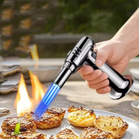 Torche à gaz en métal, briquet à 3 flammes, jet, barbecue, cuisson, torche au butane rechargeable pour cigarette, logo personnalisé