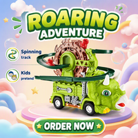 Jouet de voiture dinosaure Triceratops à piste spirale éducatif STEM avec ascenseur, lumière et son pour enfants garçons et filles
