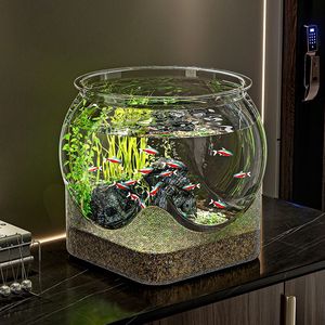 Haushalts-Aquarium mit Sockel, Rundbauchig, Transparentes, Hochauflösendes Acrylmaterial - Product Image 3