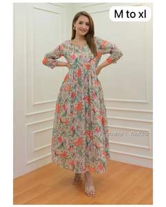 Vestido Maxi indio elegante de Georgette con patrón de cuello intrincado-Vestidos Casuales - Product Image 5