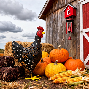 Decoración de Jardín con <span class=keywords><strong>Gallo</strong></span> de Hierro, Diseño Hueco con Puntos, Arte para Patio Exterior, Decoración de Metal Resistente a la Oxidación para Jardín y Césped - Product Image 2