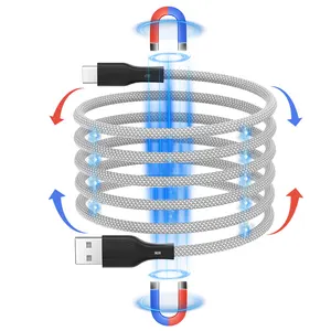 2024 New Design Bio Tpe Usb Cable Fast Charging Usb C Magnetic Data Self Coiling Cable For Mobile Phone Android Type C Device