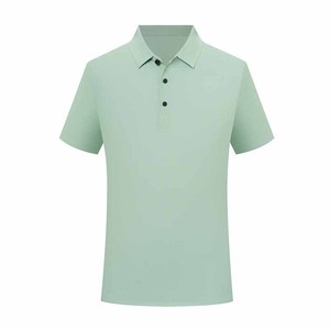 Polo de golf de seda helada de color sólido de manga corta para hombre, nuevo diseño con material suave transpirable, patrón de impresión sin marcas - Product Image 2