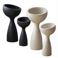 Grand pot à plantes en ciment effet marbre de forme elliptique respirant avec plateau pour la décoration du sol de la maison et du jardin