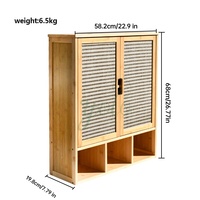 Étagère de rangement en bois à 2 portes, gain de place, organisateur de médicaments, armoire murale de salle de bain en bambou avec barre porte-serviettes et compartiment ouvert
