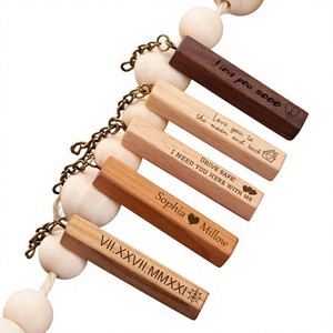 Creative Rectangular Wooden Beech Eco-friendly Christmas Coin Holder Keychain with Thermal Transfer Printing