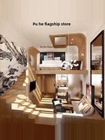 Lit mezzanine et lit superposé flottant à structure en acier |   Design minimaliste de luxe léger |   Lit en bois massif sur mesure de style cabane dans les arbres