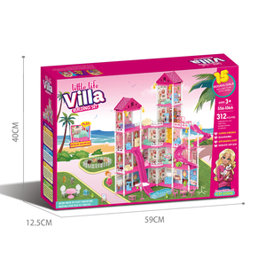 Tout-petits luxe Villa château jouets 314 pièces bricolage semblant filles rose maison <span class=keywords><strong>de</strong></span> poupée meubles accessoires 5 étages 15 chambres jouet avec lumière - Product Image 3