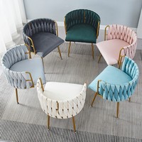 Nordic Leisure Confortable Velours Nail Chaise Canapé Simple Salon Hôtel Meubles Banquet Bar Tissu Dossier Fauteuil